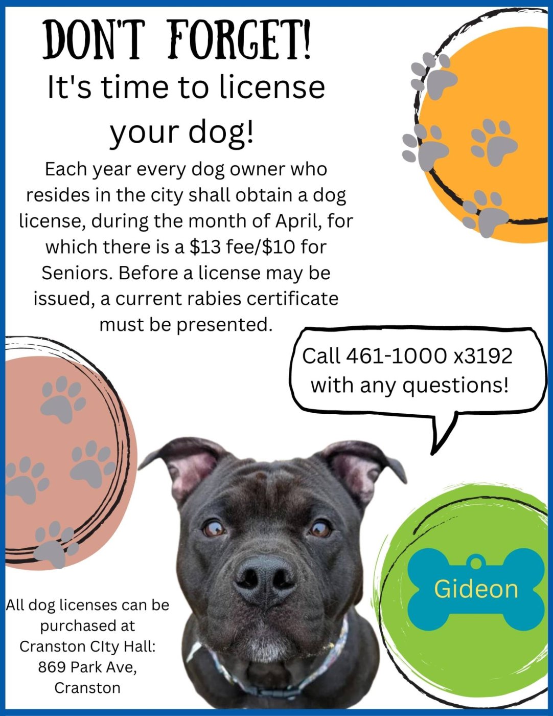 Mayor Hopkins Reminds Residents Of Annual Dog License Renewal Mayor Hopkins Reminds Residents Of Annual Dog License Renewal